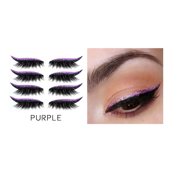 Reusable False Lashes & Eyeliner Stickers Every Day And Night Purple
