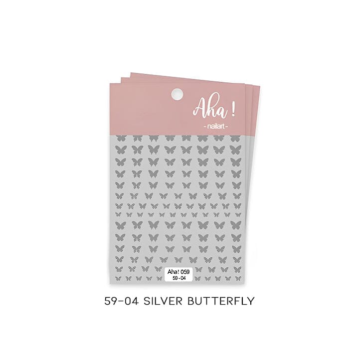 Star & Moon Nail Art Sticker Nail Every Day And Night 59-04 Silver Butterfly 3pcs as 1 set