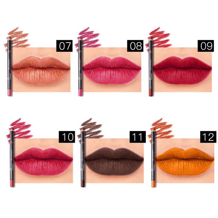 12HRS Waterproof Lipliner 12 pcs set Morning Shades 