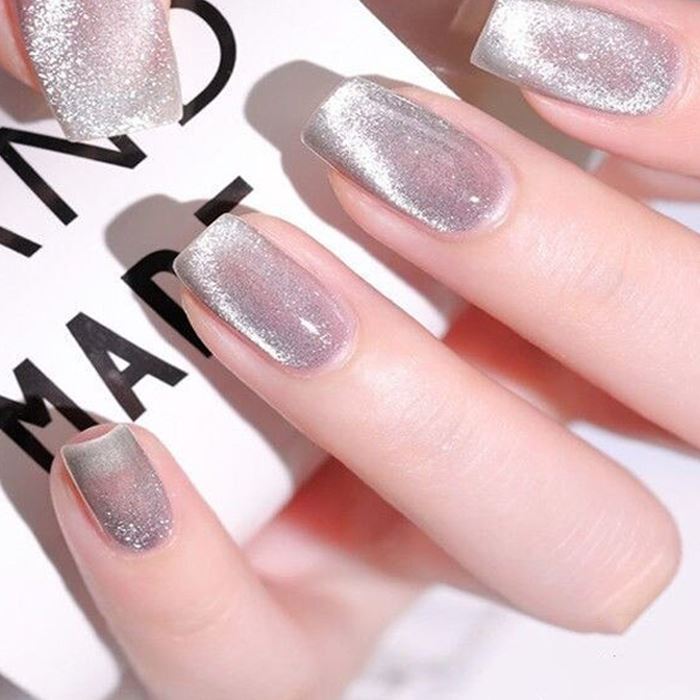 Silver Gold Cat Eye Top Coat Nail Every Day And Night 