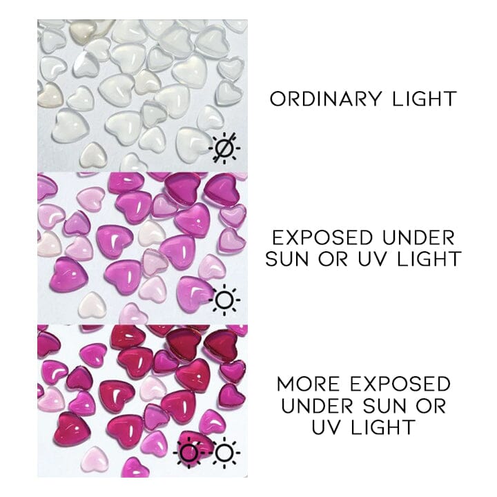 Color Changing Hearts Nail Art Decoration (100 pcs) Every Day And Night 