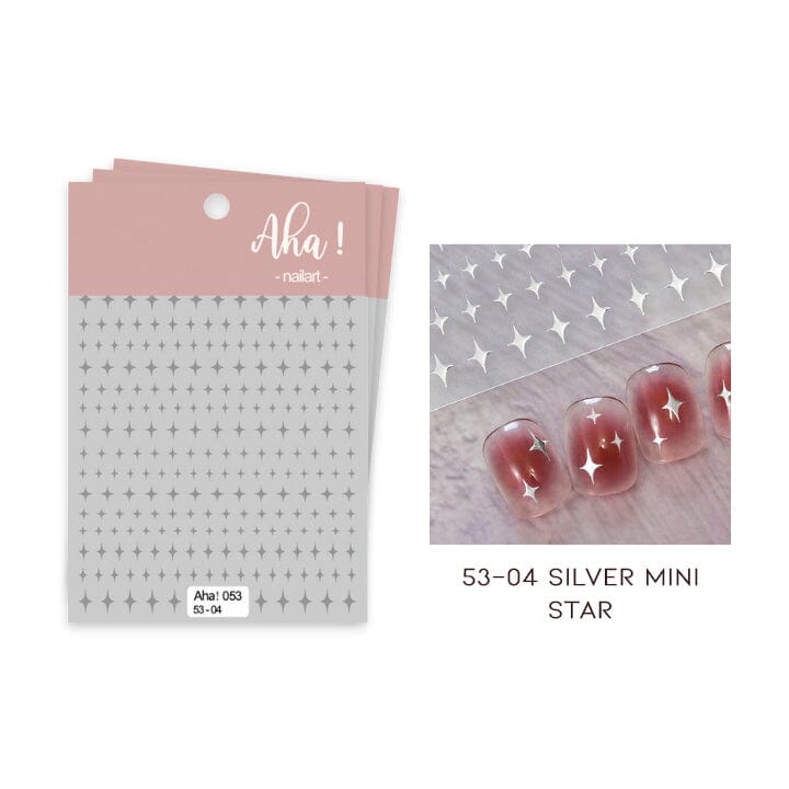 Star & Moon Nail Art Sticker Nail Every Day And Night 53-04 Silver Mini Star 3pcs as 1 set 