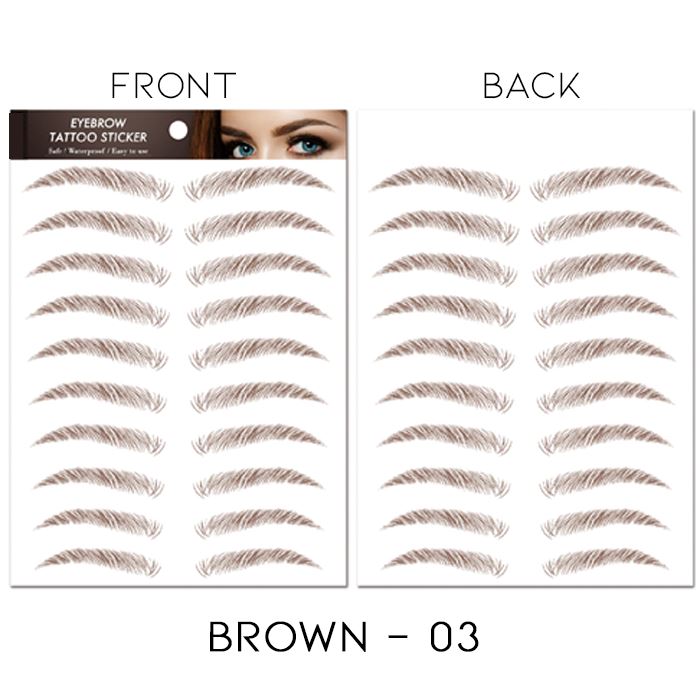 Waterproof Realistic Eyebrows Tattoo Sticker Make-up Every Day And Night Brown 03 1 Set