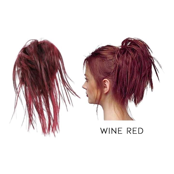 Y2K Bun Hairstyle Volume Up Clip Every Day And Night Wine Red 